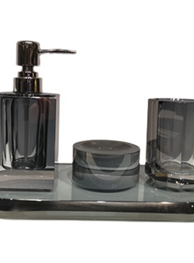 现代简约轻奢水晶卫浴四件套皂盒沐浴露洗手液分装瓶罐子装饰摆件
