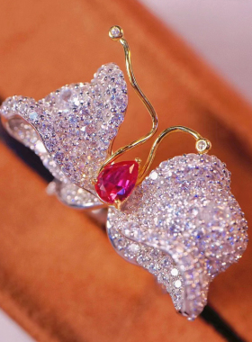 女925银可爱时尚风蝴蝶戒指