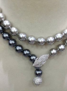 可调节长度毛衣链母贝长项链