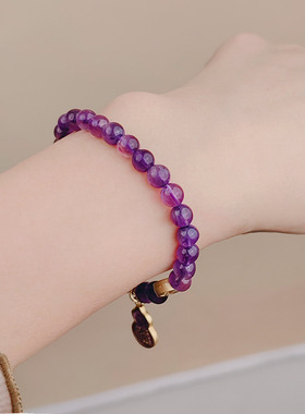 天然紫水晶手串福禄手链弹力新中式国风手饰品配饰简约气质百搭
