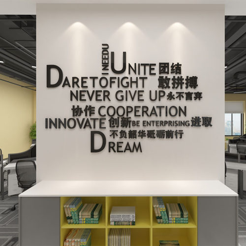 团队励志标语贴办公室墙面装饰品电商公司企业文化墙背景氛围布置 - 图0
