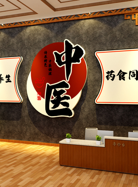 中医艾灸馆文化墙面养生形象背景装饰品美容院氛围布置挂画广告图