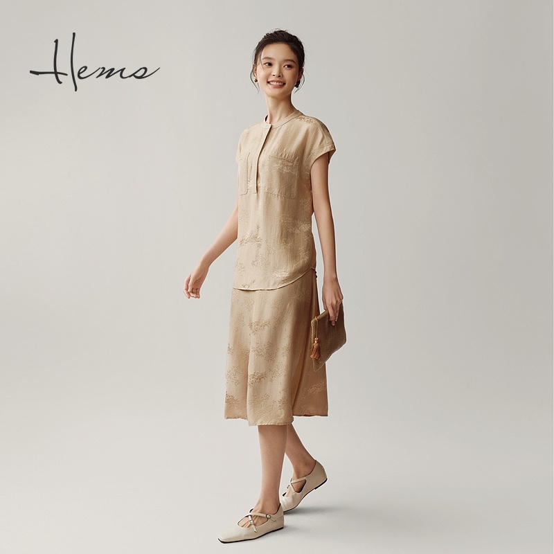 海尔曼斯25春夏新品慢江南国风新中式桑蚕丝轻薄立领小衫25614C6V - 图0