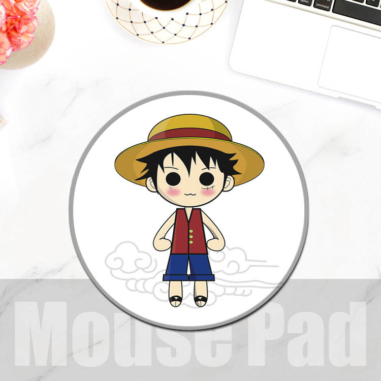 海贼王圆形鼠标垫防滑锁边路飞乔巴二次元卡通动漫电脑周边用品新,淘宝优惠券,粉丝福利购,淘宝优惠卷