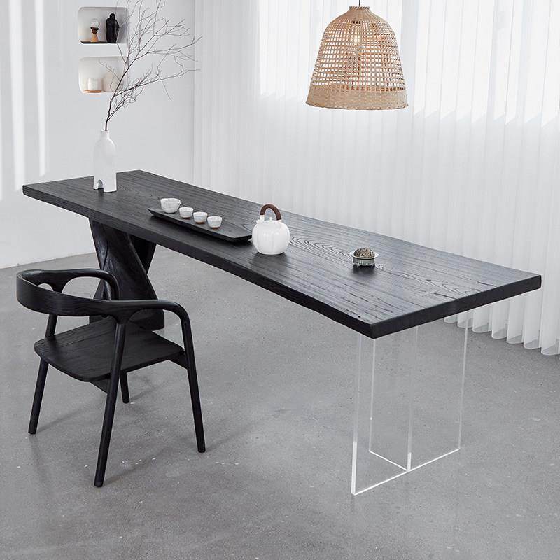 侘寂风实木茶桌椅组合茶室办公室茶台亚克力碳化黑色白蜡木泡茶桌,淘宝优惠券,粉丝福利购,淘宝优惠卷