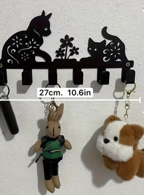 黑色猫形钥匙挂钩趣味动