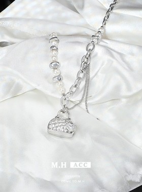 珍珠包包吊坠项链女时尚轻奢个性感锁骨链气质百搭项饰