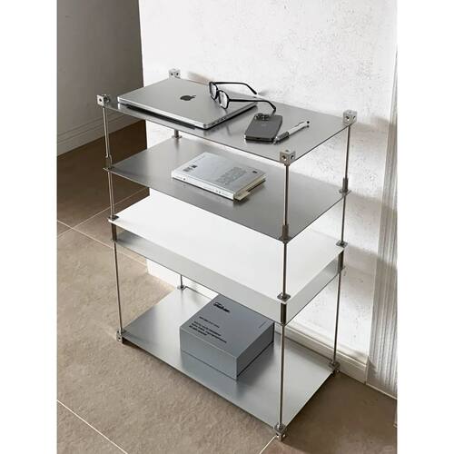 不锈钢包豪斯极简置物架模块客厅落地展示架书架收纳简约高级多层 - 图1