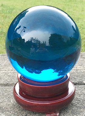湖蓝色人造彩色玻璃球客厅书房酒柜家居玄关办公室装饰水晶球摆件