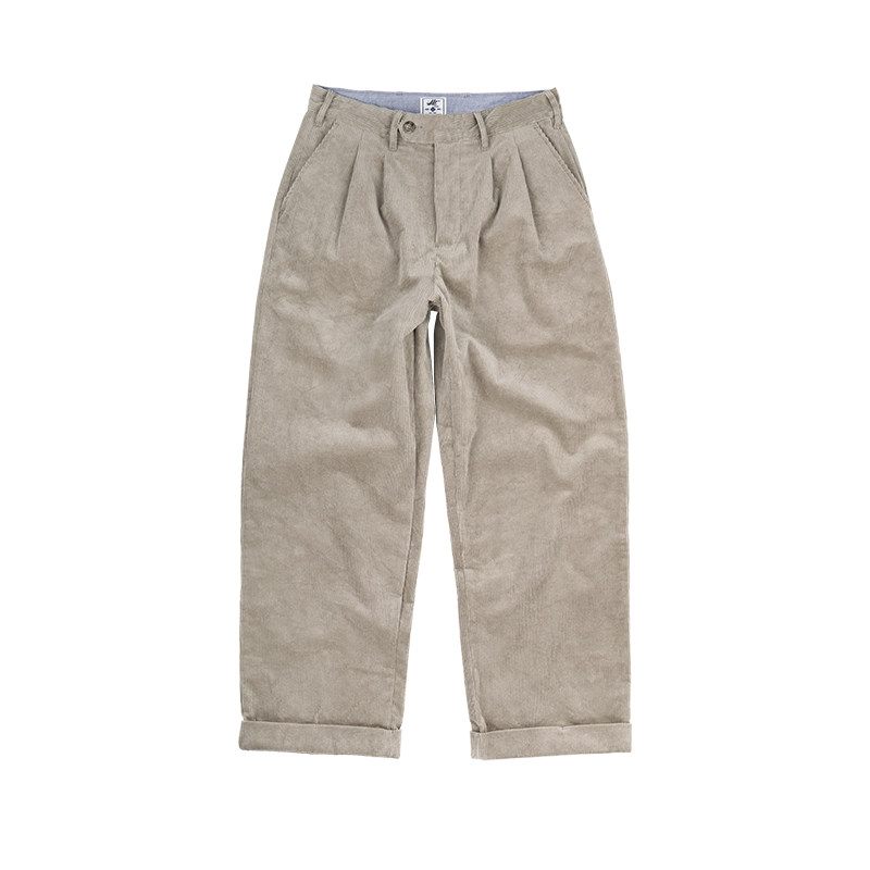 IDLT 宽松直筒 灯芯绒双褶阔腿休闲裤老钱风复古水洗潮流简约百搭,淘宝优惠券,粉丝福利购,淘宝优惠卷