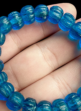 美爆了的西藏藏传佛七宝蓝宝石老琉璃瓜珠手串