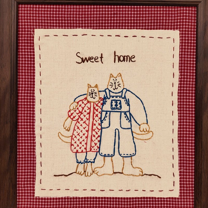 中古风治愈手工剌绣贴布画布艺装饰画壁画实木框壁饰客厅创意家居,淘宝优惠券,粉丝福利购,淘宝优惠卷