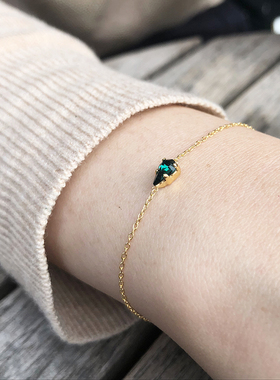 巴黎祖母绿水晶手链ins网红同款