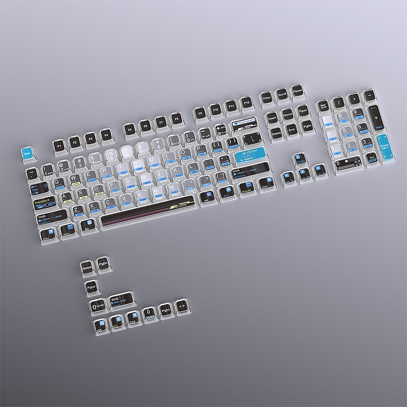 【顺丰】黑吉蛇三次元双层水晶键帽MDA高度115键小全套PC透明双色