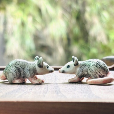 老鼠陶瓷小动物纯手工绘画高温釉下彩