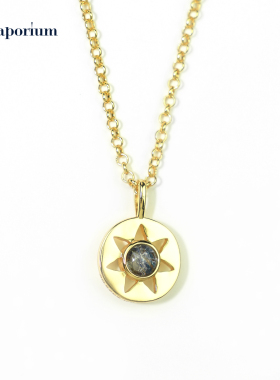 手工纯银镶嵌天然陨石切片的吊坠