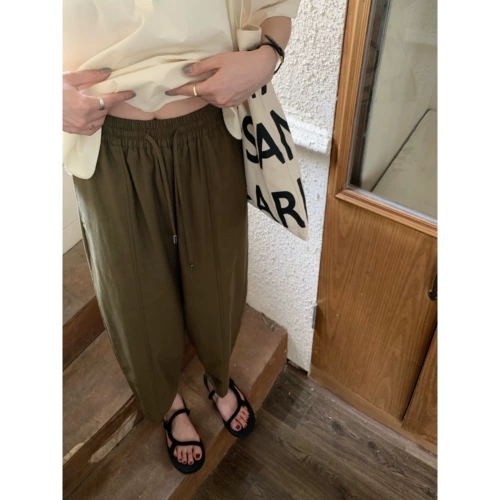 Elielim вчера 菽 Супер крутые японские в стиле повседневные брюки Женские брюки для редьки в среднем линии свободные и универсальные