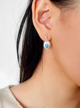 民族风925银蓝松石项链戒指耳环