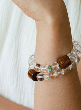 【沉香】天然白水晶黄水晶手链