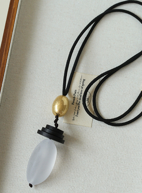 新中式高级感黑檀木吊坠黑绳项链