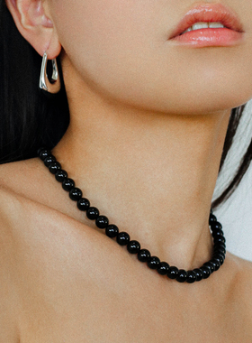 小众韩国博主8mm黑玛瑙串珠项链