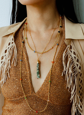 天然石珍珠金豆串珠长款项链手链