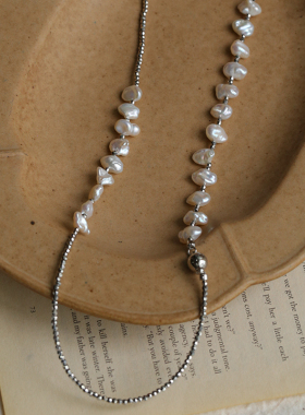 天然巴洛克碎银子珍珠项链手链