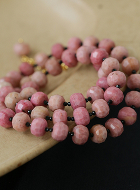 新中式红木纹石天河石串珠项链