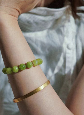 小众葡萄绿天然石串珠项链手链