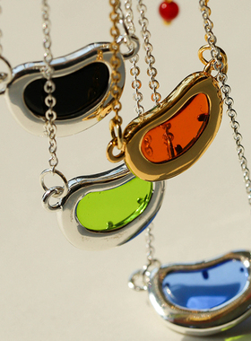 小众欧美ins简约彩色琉璃项链