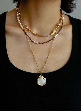 欧美ins天然长巴洛克珍珠项链女