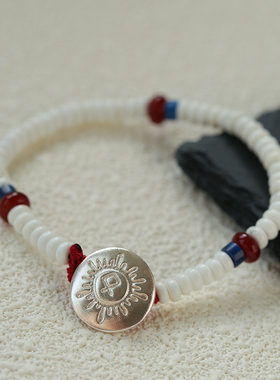 925银蓝松石戒指白松石叠搭手链