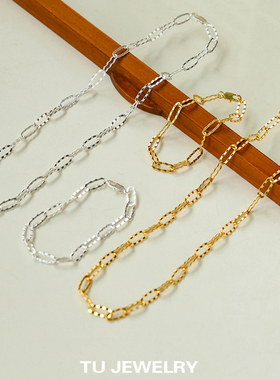 小众设计简约裸链纹环扣项链手链