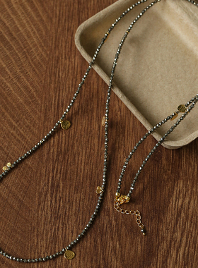 小众设计金币超闪金矿石叠戴项链