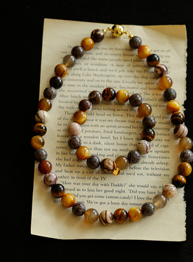 秋冬大地色系天然石串珠项链手链