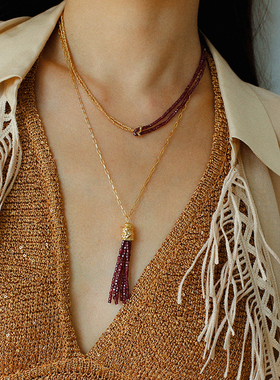 法式复古天然石拼接链条项链手链