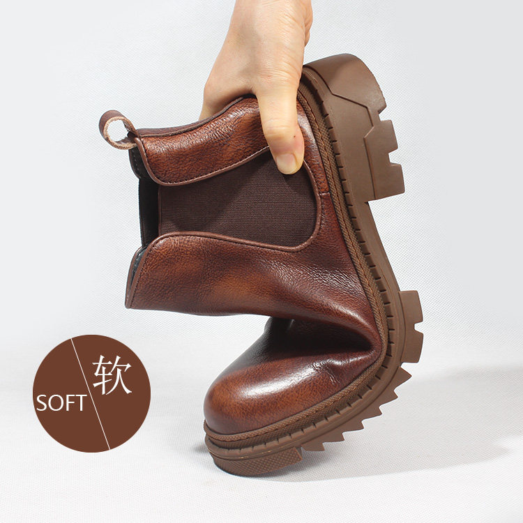 欧美切尔西靴男士头层牛皮英伦复古圆头马丁厚底增高套筒高帮鞋子,淘宝优惠券,粉丝福利购,淘宝优惠卷