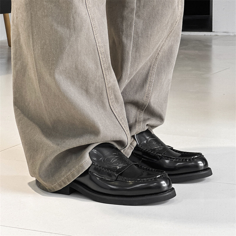 吸血鬼乐福鞋男款真皮复古英伦风潮款压花通勤皮鞋一脚蹬德比鞋女,淘宝优惠券,粉丝福利购,淘宝优惠卷