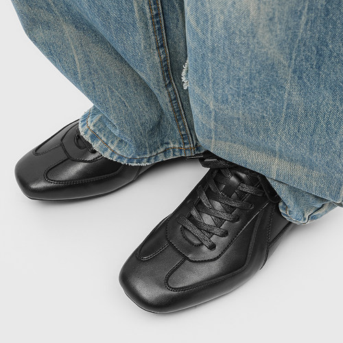 真皮德训鞋男款夏季透气2025新款潮鞋平底休闲鞋百搭软底阿甘鞋 - 图0