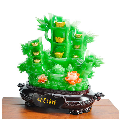 淘金苑金蟾仿玉竹子节高财富倍增家居树脂乔迁开业客厅招财竹摆件 - 图3