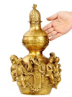 金苑祥铜葫芦摆件家居供奉用品铜制工艺品八仙过海铜葫芦福禄包邮