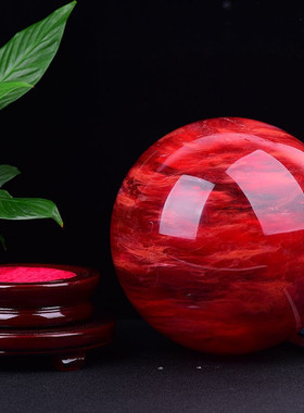 厂家批发天然红水晶球红色熔炼球家居办公摆件鸿运当头饰品摆设