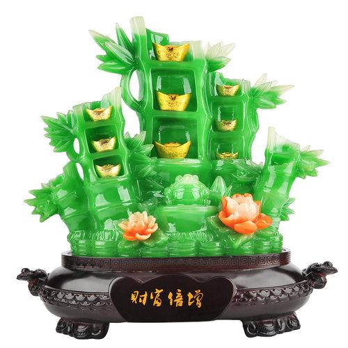 淘金苑金蟾仿玉竹子节高财富倍增家居树脂乔迁开业客厅招财竹摆件 - 图2