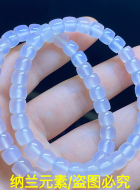 天然冰种白玛瑙玉髓手串切割药片手链男女