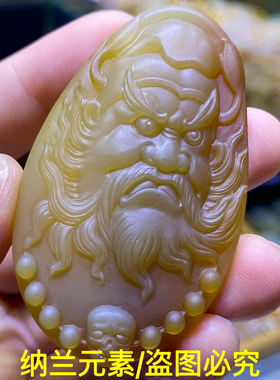 天然玛瑙玉髓天师钟馗吊坠挂件磨砂男女