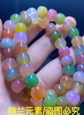 天然盐源玛瑙玉髓手链女款单圈时尚小清新手串饰品礼物百搭串珠女
