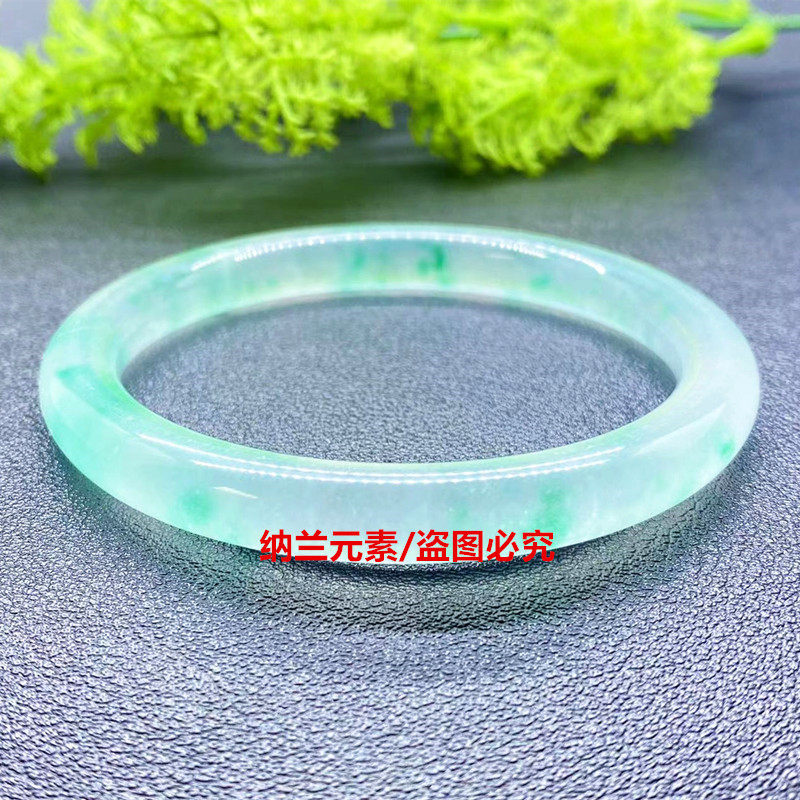 冰飘花石英质玉手镯独龙玉玉石镯子圆条女时尚百搭