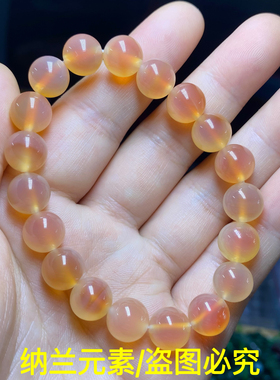 天然粉糖心玛瑙手链手串算盘珠红润冰种生日礼物饰品