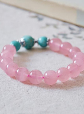 天然单圈天河石粉水晶手链