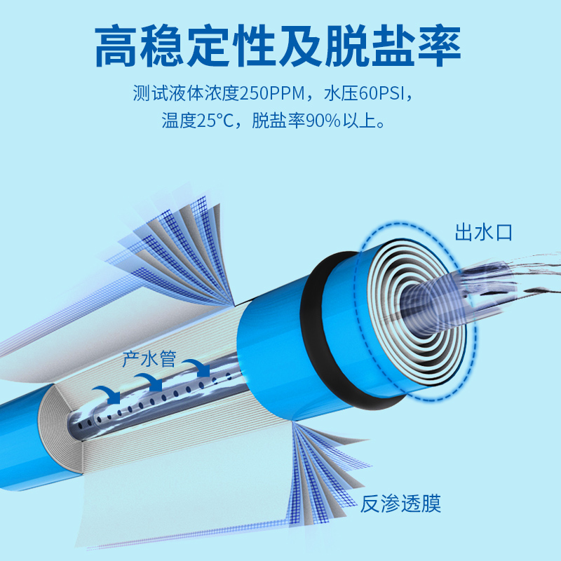 汇通ro膜3013-400g反渗透膜600G75G家用净水器100滤芯1812-50通用 - 图1